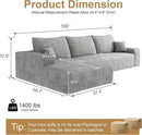 108" Sectional Couches for Living Room Modern Modular Sofa with L-Shape Couchs Upholstered Boneless Couch Deep Seat Sectional Couch with Chaise (Grey, Left Facing Chaise+2Seaters) by CozyNest Decor