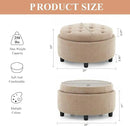 COLAMY Fabric Round Storage Ottoman with Reversible Tray Lid – Multi-Functional Footrest, Hidden Storage, Sturdy & Stylish Small Coffee Table for Living Room, Bedroom, or Entryway(Camel) by CozyNest Decor