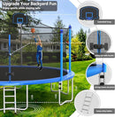 Upgraded 10/12/14/15/16FT Trampoline Outdoor, Large Kids Trampoline with Light, Stakes, Sprinkler, Backyard Trampoline with Basketball Hoop and Net, Capacity for 4-6 Kids and Adults by TinyTreasures Baby Boutique