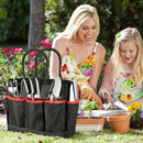 Gardening Tools 9-Piece Heavy Duty Gardening Hand Tools with Fashion and Durable Garden Tools Organizer Handbag,Rust-Proof Garden Tool Set, Ideal Gardening Gifts for Women (Black Red) by GreenHaven Gardens