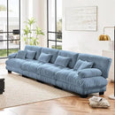 Modular Sectional Sofa, Comfy Cloud Couch 4 Seater Couch, Sectional Couches for Living Room, Modern Chenille Oversized Couches for Bedroom, Sleeper Deep Seat Sofa with Throw Pillows, Blue by CozyNest Decor