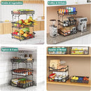 Giwil 3 Tier Countertop Fruit Mesh Basket for Kitchen, Vegetable Storage Bread Fruit Bowl Stand with 2 Banana Hooks, Wall Mounted Metal Wire Basket Organizer for Potato Onion, Black by CozyNest Decor