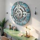 The Gears Clock Real Moving Gear Wall Clock England Line (Aqua Green, 24 inches (60 cm)) by CozyNest Decor