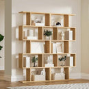 Oak 5-Tier Geometric Bookcase, S-Shaped Modern Bookshelf Set of 2, 62.6" Tall Room Divider Book Shelf, Decorative Display Shelf by CozyNest Decor