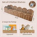 Nursery Book Shelves Set of 2 - Artisanal Natural Rattan Scalloped Book Shelf for Kids Rooms 15.8" W, Cute Wicker Nursery Bookshelf Wall Mounted, Handwoven Floating Kids Bookshelf, Baby Boho Decor by TinyTreasures Baby Boutique