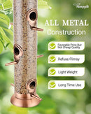 Metal Tube Bird Feeders for Outdoors Hanging,Finch Feeders for Outside,All Metal Brushed Copper Finishing,14 Inch 6 Port (Seed is not Included) by CozyNest Decor