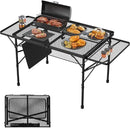 Folding Table with 2 Wing Panels, 3x2 FT Camping Table with Mesh Desktop,Height Adjustable Folding Grill Table with Mesh Bag,Portable Outdoor Table for Picnic,Camping,BBQ,Beach(Black) by GreenHaven Gardens