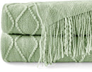 inhand Sage Green Throw Blanket for Couch, Soft Living Room Home Decor Knitted Blanket with Tassel, Outdoor Lightweight Breathable Summer Blanket, Farmhouse Warm Woven Decorative, 50"x60" by CozyNest Decor