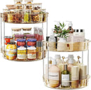 LAMU 2 Pack 2 Tier Lazy Susan Turntable Organizer 12'' Rotating Spice Rack Organization for Cabinet, Kitchen, Pantry, Countertop, Bathroom, Vanity, Medicine Cabinet Organizer, Amber