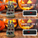 Skullstone Hollow Skull Theme Spooky Halloween Village Multi-Color LED Lights, Animated Motion and Music 7.75" x 7.5" x 13.5" by CozyNest Decor