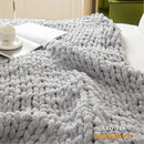 WESHIONGOO Chunky Knit Blanket Throw 40"×40" Knitted Throw Blankets for Couch Bed Fluffy Soft Blanket with Jumbo Chenille Yarn Thick 100% Handmade (Light Grey) by CozyNest Decor