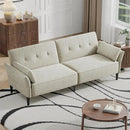 89” Futon Sofa Bed, Comfy Futon Couch Bed with 2 Square Pillows, Convertible Sleeper Sofa with Adjustable Backrest& Armrests, Modern Loveseat Sleeper for Living Room, Bedroom, White by CozyNest Decor
