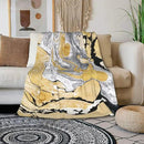 HGOD DESIGNS Gold Golden and Silver Marble Ink Abstract Painting Flannel Fleece Bed Blanket Throw Blanket Lightweight Cozy Plush Blanket for Bedroom Living Rooms Sofa Couch 50"x60" by CozyNest Decor