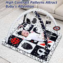 Black and White Baby Gym Play Mat with 6 Toys Tummy Time Activity Mat for Babies 0-6 6-12 Months High Contrast Baby Gyms & Playmats Sensory Toys Newborn Brain Development Infant Play Mat by TinyTreasures Baby Boutique