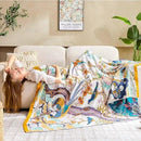Fall Throw Blanket for Couch, Yellow Boho Decorative Throw Blanket, 100% Cotton Muslin Breathable Woven Farmhouse Blankets Quilt, 80"x90" Reversible Lightweight Blankets Bohemian Throw Quilt by CozyNest Decor