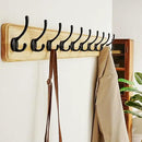 Dseap Coat Rack Wall: 38-1/4" Long, Patented, Heavy-Duty, 10-Double-Hooks Wooden Wall Mounted Coat Rack Coat Hanger Hook Rail for Winter Coats Hat Jacket Clothing, Light Brown, Pack of 2 by CozyNest Decor