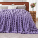 Lotus Karen Faux Fur Throw Blanket Purple - Big Bubble Rabbit Fluff Blanket for Couch Bed Sofa,Softest Fluffy Fuzzy Cozy Blanket,Thick Furry Plush Shaggy Warm Blankets for Women,90x90 Inches by CozyNest Decor