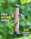 iBorn Metal Bird Feeder Hanging Wild Bird Seed Feeder for Mix Seed Blends Heavy Duty All Metal Black Finish,14 Inch 6 Port,Pack of 2 by CozyNest Decor