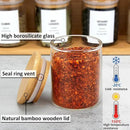 4OZ Glass Spice Jars with Bamboo Lids and 315 Labels, 10 Pcs Clear Food Storage Containers for Kitchen Sugar Salt Coffee Tea Beans by CozyNest Decor