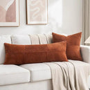 Fancy Homi 2 Packs Rust Boho Decorative Throw Pillow Covers 18x18 Inch for Couch Bed Sofa, Farmhouse Fall Home Decor, Soft Corss Corduroy Patchwork Textured Terracotta Accent Cushion Case 45x45 cm by CozyNest Decor