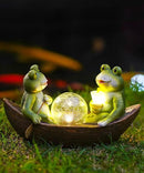 Solar Frogs Boating Statue Garden Decor: Outdoor Sculpture Lights Decorations Art Ornament Yard Lawn Backyard - Ideal Gifts for Women Mom Grandma by CozyNest Decor