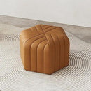 homary 18.5" Hexagonal Pouf Ottoman Upholstered, Velvet Footrest Rest Stools Modern Sofa Footrest Entryway Shoe Changing Stool, Low Coffee Table Footstool for Living Room/Bedroom/Entrway-Brown by CozyNest Decor