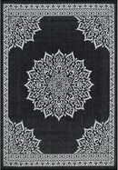 CAMILSON Outdoor Rug, 6x9 Medallion Black White Modern Area Rugs for Indoor and Outdoor Patios, Kitchen and Hallway Mats, Washable Porch Deck Outside Carpet (Medallion Black, 6 x 9) by GreenHaven Gardens