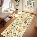Floral 2x6 Area Rug Machine Washable Soft Print Boho Carpet Non Slip Doormat Low Pile Flower Area Rugs for Living Room Bedroom Nursery Kitchen Dining Room Indoor-Ivory/Yellow by TinyTreasures Baby Boutique