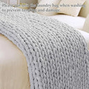 Admitrack Chunky Knit Blanket Throw, 100% Hand Knit Chenille Throw Blanket for Sofa & Home Decor, Soft and Cozy Knitted Throw Blankets (Light Gray，51"x63") by CozyNest Decor