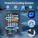 Beverage Refrigerator Cooler, 17 Inch 120 Cans Freestanding Mini Fridge with Glass Door, Adjustable Shelves and LED Light, Small Drink Fridge Counter-top Beer Fridge for Bedroom Office Bar by CozyNest Decor