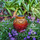2 Pack Outdoor Solar Hanging Lantern Lights Metal LED Decorative Lamp for Garden Patio Courtyard Lawn and Table with Hollowed-Out Design (Sunset Blaze) by GreenHaven Gardens