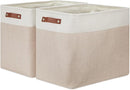 DULLEMELO Extra Large Storage Baskets, Fabric Storage Bins for Organizing Shelves Nursery Toys Books, Closet Baskets and Bins with Handles, White&Khaki, 2-Pack by TinyTreasures Baby Boutique