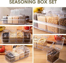 Clear Seasoning Box, 4 Pieces Seasoning Rack Spice Pots, Storage Container Condiment Jars Acrylic Seasoning Box with Covers and Spoons for Spice, Sugar, Salt, Sugar, Cardamon, Cinnamon by CozyNest Decor