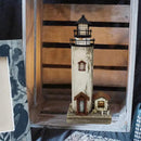 Linfevisi Wood Lighthouse Decor Rustic LED Light House Decor Wooden Decorative Nautical Lighthouse Statue Coastal Beach Themed Lighthouse Handcrafted Tabletop Decoration Home Bathroom (12") by CozyNest Decor