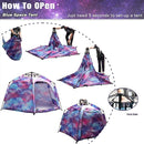 Portable Hexagon Kids Play Tent with LED Strip Lights Indoor Children Play House Easy Set-up Space Large Dream Tent for Night 4-5 Person & Birthday Gifts by TinyTreasures Baby Boutique