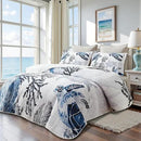 Coastal Bedding King Size Coastal Quilt with 2 Shams, Nautical Beach Comforter Sets Ocean Bedspreads Blue Seaturtle Coverlet Summer Bedding, 96''x106'' by CozyNest Decor