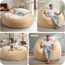 Hobestluk 6FT Bean Bag Chair Bean Bag Chairs for Adults Giant Bean Chairs with Velvet Cover, Memory Foam BeanBag Chair Fluffy BeanBag Chairs for Living Room, Bedroom- Khaki (70" x 70" x 15") by CozyNest Decor