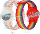 Waterproof Air Tag Bracelet for Kids (2 Pack), Soft Nylon Hidden Air Tag Wristband Full Cover Lightweight GPS Tracker Holder Compatible with Apple AirTag Band for Toddler Child (Rainbows) by TinyTreasures Baby Boutique