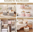OIAHOMY 13 Kallax Inch Cube Storage Bins, 3-Pack Cotton Rope Woven Baskets for Organizing, Kallax Insert Storage Baskets for Shelves, Baby Nursery, Closet Organizer, 13*13*12.6IN, Brown & White by CozyNest Decor