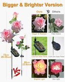 Solar Flower Lights Outdoor,Solar Garden Lights with 12 Bigger & More Realistic Flower,IP65 Waterproof Solar Powered Pathway Lights for Yard Lawn Patio Garden Decor(4Pack Rose Lights) by GreenHaven Gardens