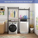 Over Washer and Dryer Shelves,Laundry Room Storage Organization Clothes Drying Rack,4 Tier Adjustable Height Wire Shelving with Wire Basket,Hanger Rod&Hook,Space Saving Shelf by CozyNest Decor
