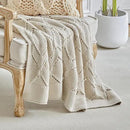 Longhui bedding Chunky Cotton Knit Throw Blanket for Couch, Sofa, Bed, or Chair, Decorative Breathable Fall Cable Knit Blanket 51 x 63 Inches, Beige by CozyNest Decor