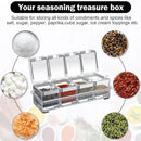 2 Set Acrylic Seasoning Organizer Box 8 Pcs Clear Seasoning Rack Spice Pots Condiments Containers with Lids and Spoons Storage Container Spice Jar for Salt Sugar Cruet Kitchen Cooking Organizer by CozyNest Decor