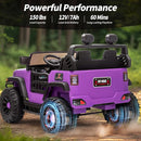 2 Seater Ride on Car Truck, 12V Kids Electric Ride on Toy for Big Kids Age 3-8 w/Remote Control- Purple by TinyTreasures Baby Boutique