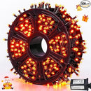 JMEXSUSS 500 LED Orange Christmas Lights Outdoor, 173ft Thanksgiving String Lights Plug in, Waterproof 8 Modes Orange String Lights for Party House Tree Fall Thanksgiving Decorations by GreenHaven Gardens