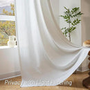 MYSKY HOME White Linen Curtains for Living Room, 100% Linen Natural Semi Sheer Curtains & Drapes 84 inches Length 2 Panels Farmhouse Country Light Filtering Bedroom Window Rod Pocket, 50" Wide, White