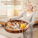 Large Ottoman Tray, 22" Big Ottoman Tray for Living Room, Large Serving Tray with Handles for Coffee Table Kitchen Counter,Great Round Wooden Trays with 4 Round Coasters for Appetizers, Dinner by CozyNest Decor