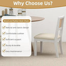 Westice Rattan Dining Chairs Set of 4, Farmhouse Natural Dining Room Chairs with Upholstered Cushion, Wood Armless Chairs for Kitchen/Restaurant, White by CozyNest Decor