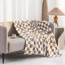 LOMAO Throw Blankets Flannel Blanket with Checkerboard Grid Pattern Soft Throw Blanket for Couch, Bed, Sofa Luxurious Warm and Cozy for All Seasons (Khaki, 90"x110") by CozyNest Decor