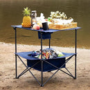 Folding Camping Table, Portable Outdoor Picnic Table, Rectangular Lightweight Camp Table with Storage, Cup Holder and Carry Bag for Barbeque Beach Camping and Tailgate by GreenHaven Gardens